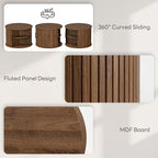 IRONCK Round Coffee Table Set of 2, Fluted Coffee Table and End Table - Image 7