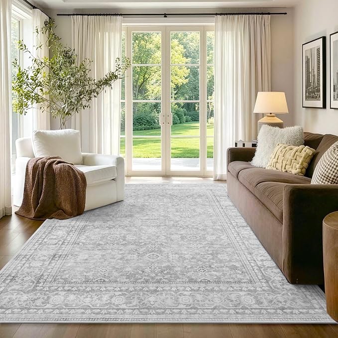 5x7 Ft Area Rugs for Living Room, Soft Non-Slip Machine Washable Rug, Vintage - Image 2