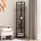 Furinno TURN-N-TUBE Corner Shelf Set of 2, 5-Tier Corner Bookshelf, Open - Image 2