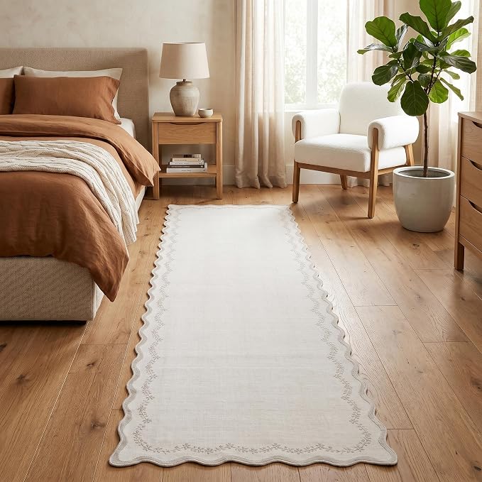 GarveeHome 2.5x10 Scalloped Washable Runner Rug Long Hallway Kitchen Rug | Soft by GarveeHome