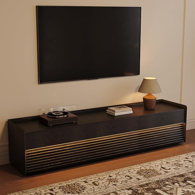 POVISON Fully-Assembled Mid Century Modern TV Stand, 78.74" Wood Media Console - Image 5