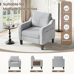 Accent Chair for Living Room Modern Linen Upholstered Armchair Side Wooden - Image 5