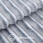 decorUhome Fall Faux Fur Throw Pillow Covers 16x16 Set of 2 Grey White | - Image 3