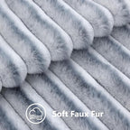decorUhome Fall Faux Fur Throw Pillow Covers 12x20 Set of 2 Grey White | - Image 3