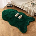 MIULEE Fluffy Area Rug 3'x5' Large Faux Fur Sheepskin Rug Dark Green | Luxury - Image 6