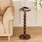 Solid Wood Drink Table, Rubber Wood‌ Small Round Side Table - Image 7