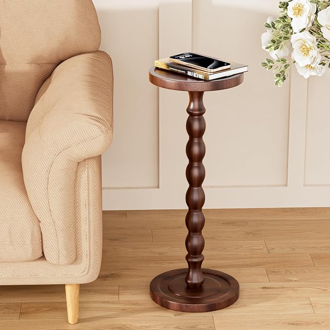 2 Pack Solid Wood Drink Table, Rubber Wood‌ Small Round Side Table - Image 7