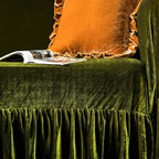 GLORY SEASON Velvet Sofa Cover Soft Decorative Luxurious Solid Exquisite Ruffle - Image 5