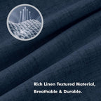 MIULEE 100% Blackout Linen Curtains 42 x 72 Inch Midnight Blue 2 Panels | - Image 3