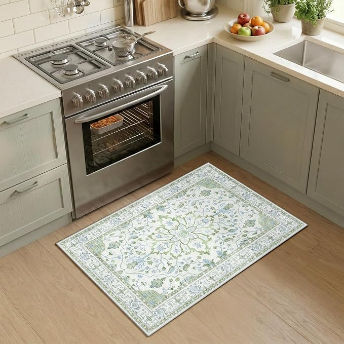 RELEANY Washable Area Rug, Small 2'x4', Water Repellent, Pet Friendly, Vintage by RELEANY