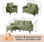 4 Piece Modern Corduroy Sofa Set, L-Shaped Sectional Couch - Image 2