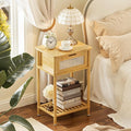 Bamboo Nightstand, Boho Side Table by Atoping