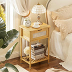 Bamboo Nightstand, Boho Side Table by Atoping