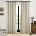 92 Inch Beige Flax Linen Curtains Pinch Pleated 2 Panels Set | Memory Training by Twodrapes