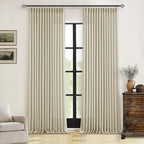 90 Inch Beige Flax Linen Curtains Pinch Pleated 2 Panels Set | Memory Training by Twodrapes