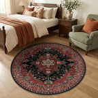 RELEANY Area Rugs Round 4ft Washable Non-Slip, Floral Vintage Distress Print - Image 3
