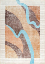 Area Rug 4x6 Orange Rug Washable Rugs Non Slip Low Pile Small Carpet - Image 7