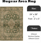 2x3 Green Retro Floral Washable Area Rug - Image 2