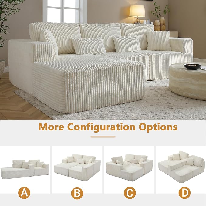110" Cloud Sectional Couch, Modular Sectional Sofa - Image 6