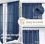 BGment Navy Blue Small Linen Curtains 36 Inch Length - Image 6