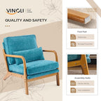 VINGLI Chenille Mid-Century Modern Accent Chair Set of 2, Cute Reading Arm Chair - Image 5