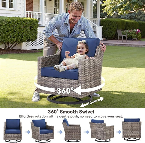 10 Piece Patio Furniture Set-High Back Outdoor Furniture Set Sectional Sofa - Image 2