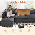 Vesgantti 109" L Shaped Cloud Sectional Couch, Comfy Corduroy Upholstered - Image 5