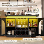 Wine Bar Cabinet with Power Outlet & LED Light, Coffee Bar Cabinet - Image 6