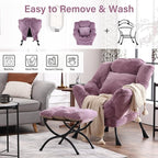 Lazy Chair with Ottoman, Reading Chair with a Pillow, Leisure Sofa Armchair - Image 7