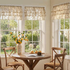 jinchan Ruffled Kitchen Valance Pom-Pom Voile Valance Curtains Sheer Shabby - Image 4