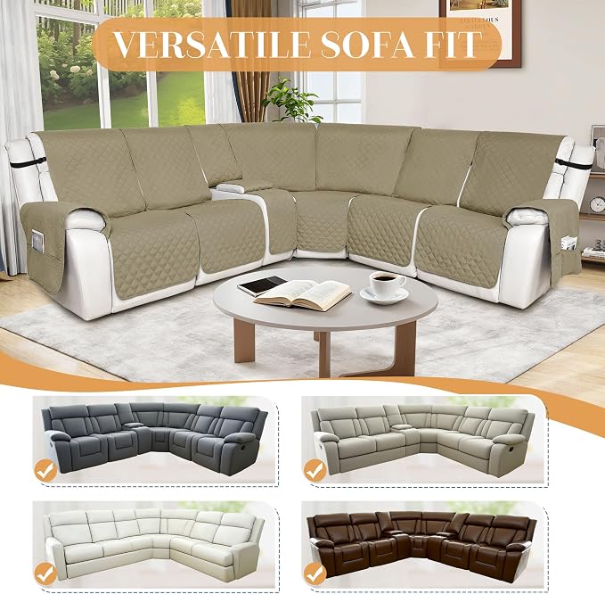 HDCAXKJ 100% Waterproof Reclining Sectional Couch Covers L Shape Recliner Sofa - Image 5