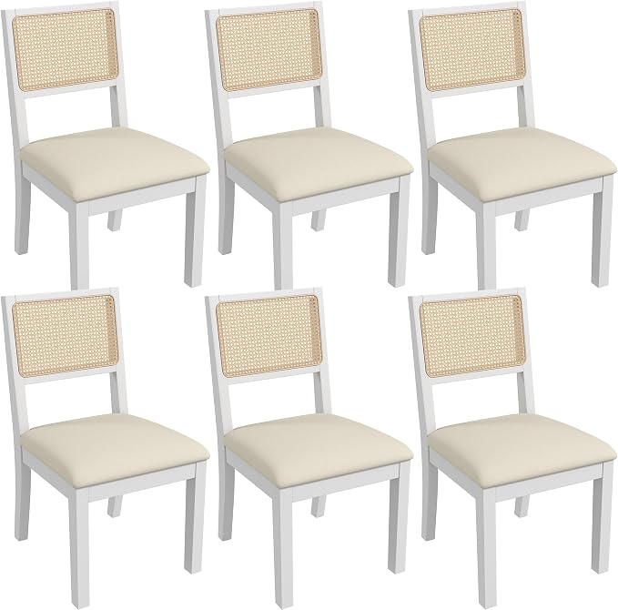Westice Rattan Dining Chairs Set of 6, Farmhouse Natural Dining Room Chairs by ChairsforHomeLivingRoom