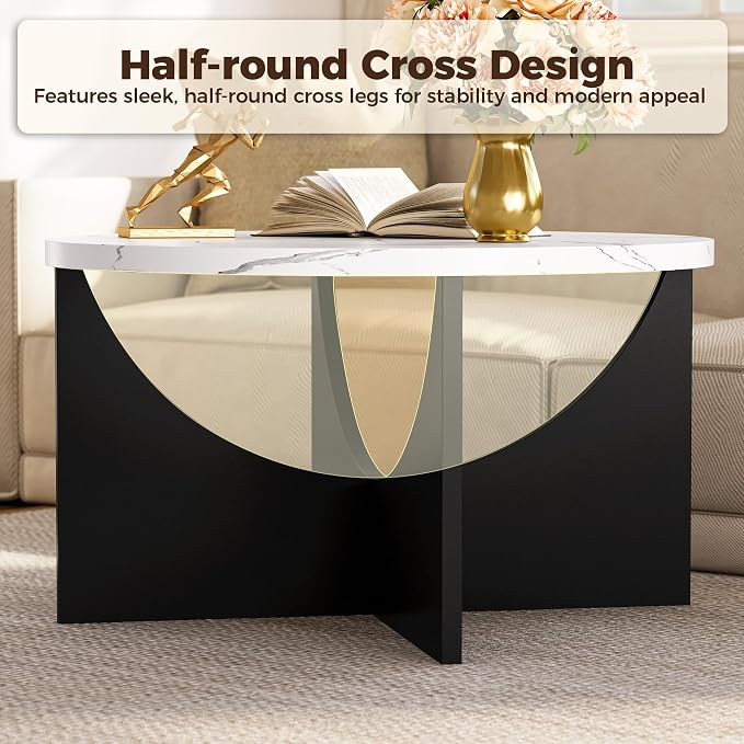 LIKIMIO Nesting Coffee Tables Set of 2, 31.5" Round Side Tables - Image 6