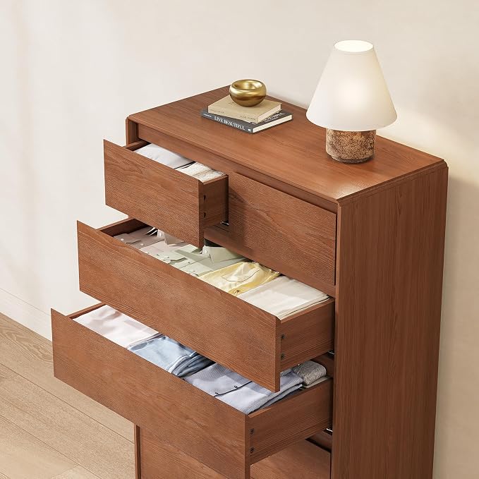 Solid Wood Dresser for Bedroom, Natural Solid Wood 6 Drawer Dresser, 45.3" Tall - Image 6