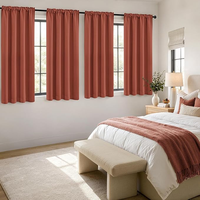 MIULEE Terracotta Blackout Curtains 4 Panels Set 72 Inch Length Bedroom | - Image 4