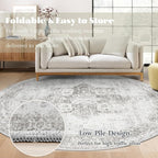 Round Rugs 6ft Washable Rug, Vintage Boho Medallion Rugs Non-Slip Soft Low Pile - Image 7