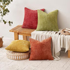 MIULEE Soft Decorative Chenille Fall Pillow Covers Rust Yellow Green 18x18 | - Image 5