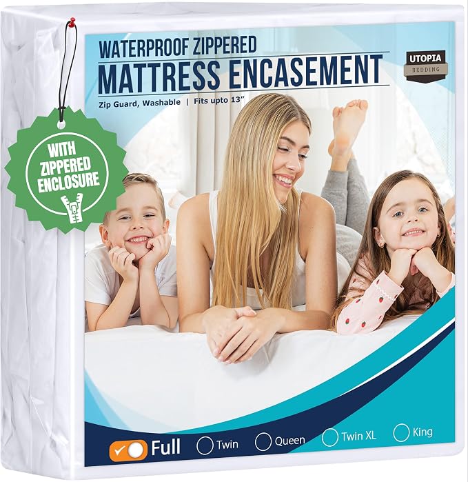 Utopia Bedding Full Size Mattress Protector Zippered, 100% Waterproof Bed Bug by UTOPIABEDDING