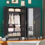 71" Metal Armoire Wardrobe Closet, Steel Clothing Storage Cabinet by erosoei
