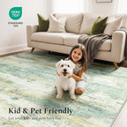 Rugflix 5x7 Area Rugs for Living Room, Washable Light Green Large Rug | Machine - Image 6