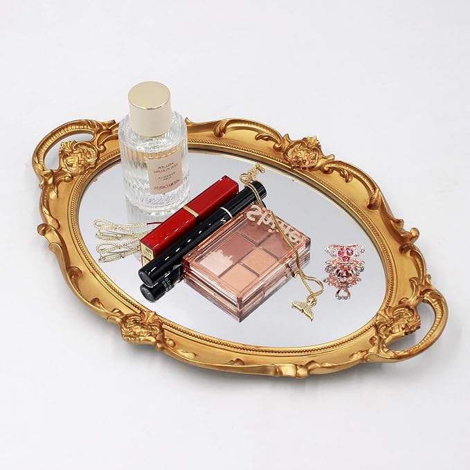 YCHMIR Vintage Mirror Small Wall Mirror Hanging Mirror 14.5 x 10 inchs Oval Gold - Image 3