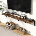 Fun Memories Rustic Brown 12 Inch Deep Floating Shelves Set of 2, Wall Mounted - Image 2