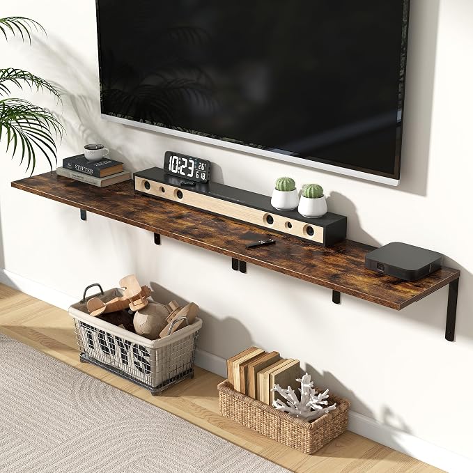 Fun Memories Rustic Brown 12 Inch Deep Floating Shelves Set of 2, Wall Mounted - Image 2