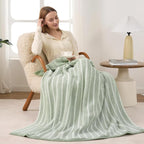 Snuggle Sac Ultra Soft Throw Blanket, Sage Green, Cozy Knitted Ribbed, Fuzzy - Image 6