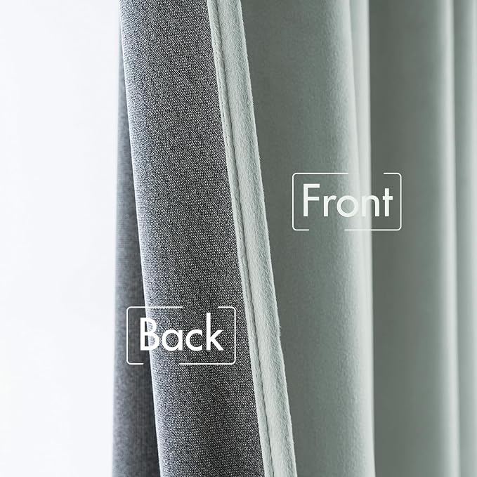 MIULEE Velvet Curtains 52x90 inches 2 Panels Misty Blue Blackout Curtains | - Image 6