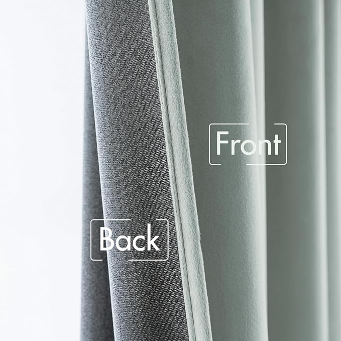 MIULEE Velvet Curtains 52x108 inches 2 Panels Misty Blue Blackout Curtains | - Image 6