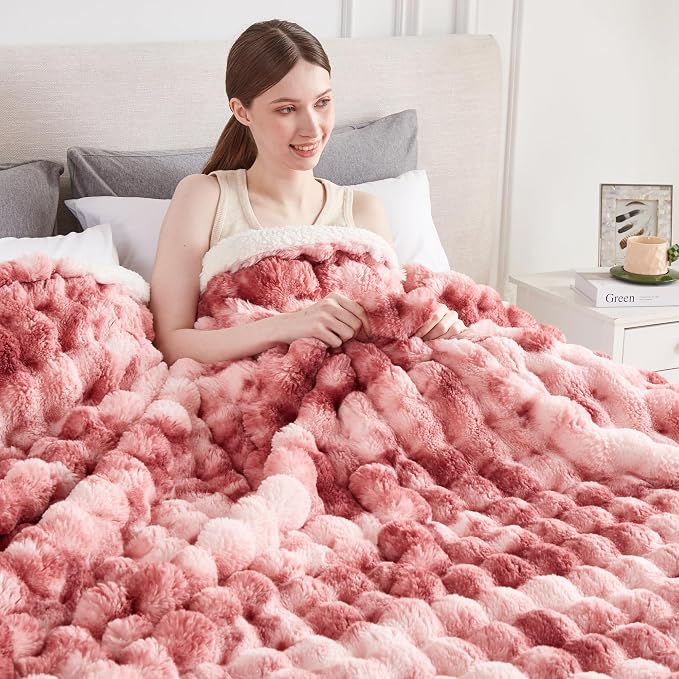 60x80 Inches Ultra-Soft Fuzzy Faux Fur Plush Twin Size Blanket - Image 2