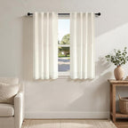 Natural Linen Semi Sheer Curtains 45 Inch Length 2 Panels Light Filtering by Pitalk
