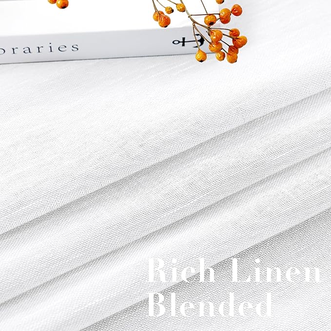 H.VERSAILTEX Linen Curtains Nickel Grommet Natural Linen Semi-Sheer Curtains 2 - Image 4