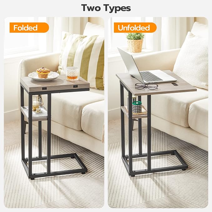 HOOBRO Foldable End Table, C Shaped Side Table - Image 7